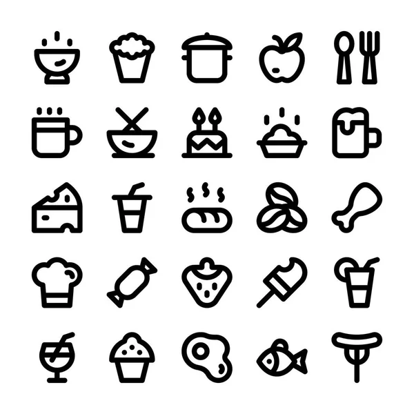 Food and Drinks Line Icons 2 — Stock Vector