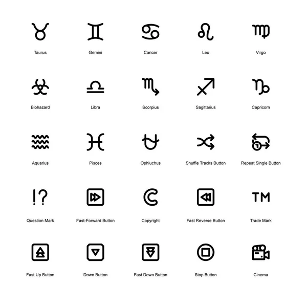 Set of Symbols Line Icons 4 — Stock Vector