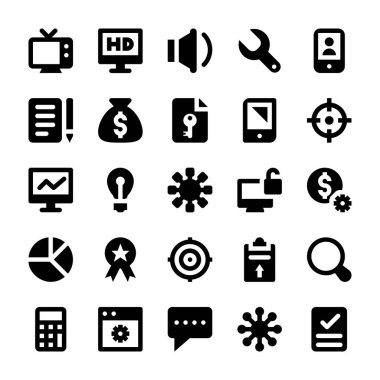 SEO ve dijital pazarlama glif simgeler 2