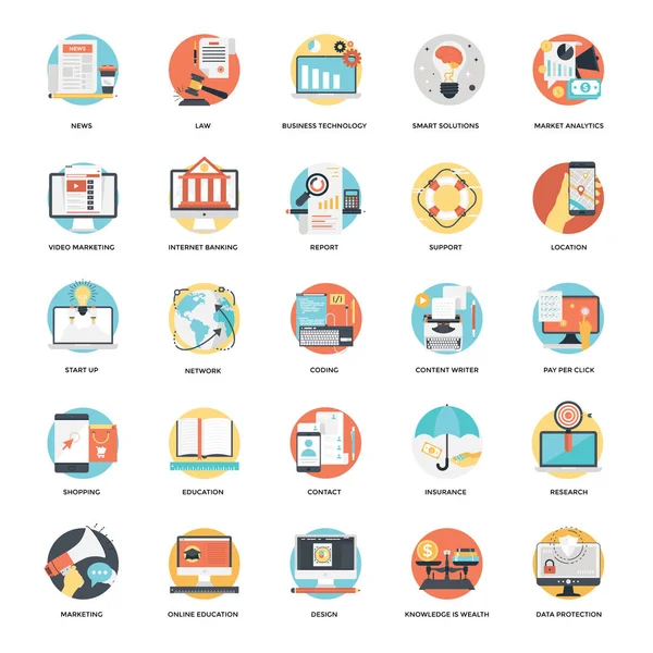 Zakelijke en Finnace Flat Icons Set 5 — Stockvector