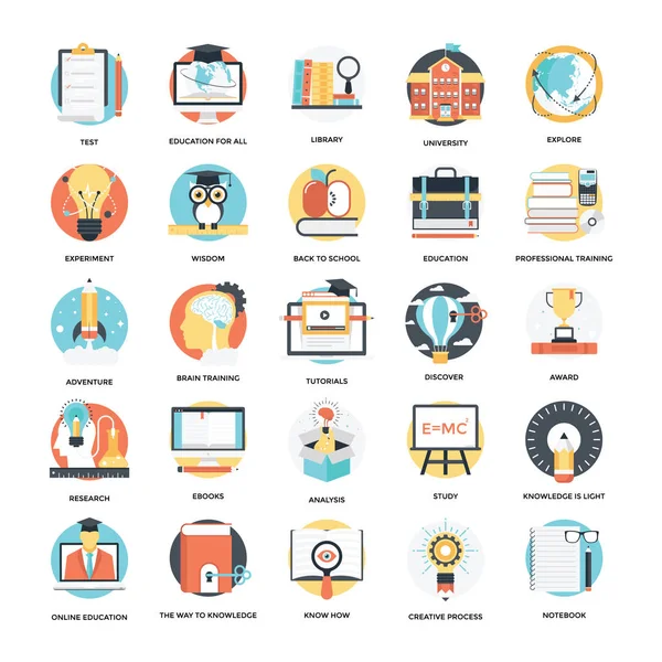 Education and Knowledge Flat Icons 1 — Stock Vector