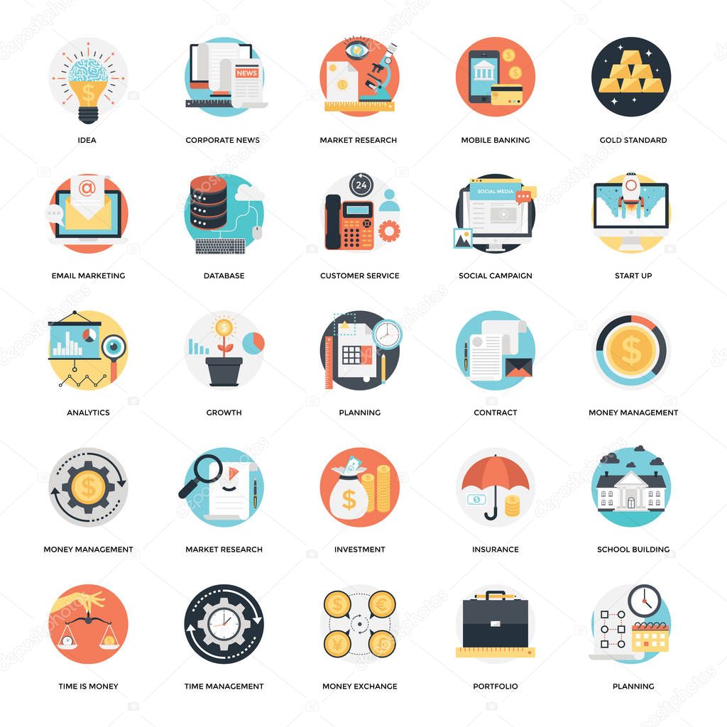Business and Finnace Flat Icons Set 1