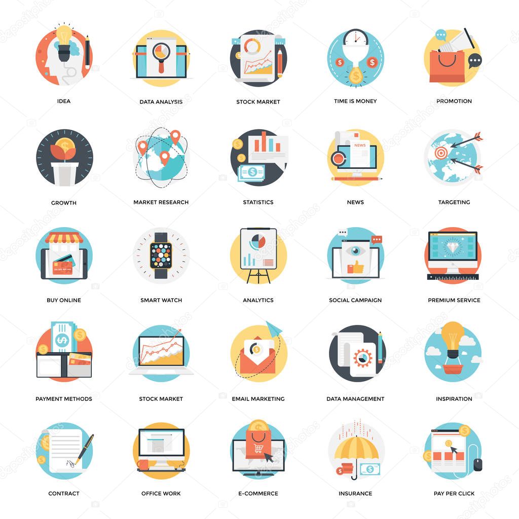 Business and Finnace Flat Icons Set 8