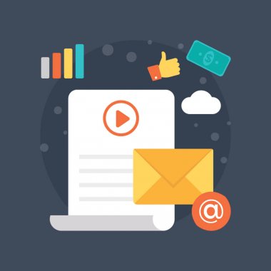 Video blogging, yaratıcı bu tasarımda resimli video pazarlama kavramı vektör çizim
