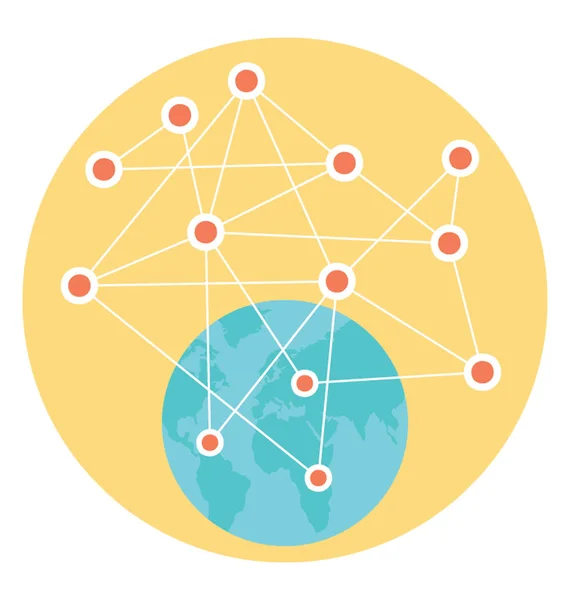 全球网络的平面图标设计 — 图库矢量图片