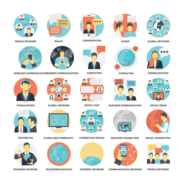 Network Communication Flat Icon Designs — Stock Vector
