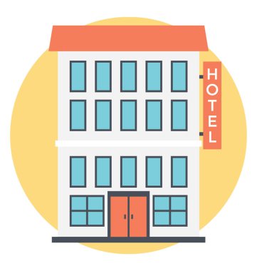 Düz vektör simgesi bir otel binası