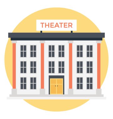 Düz vektör tasarımı simgesinde bina bir tiyatro 
