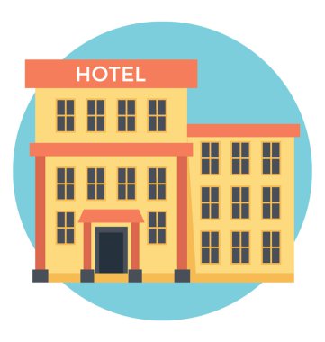 Bir büyük otel binası bir düz vektör simgesi 