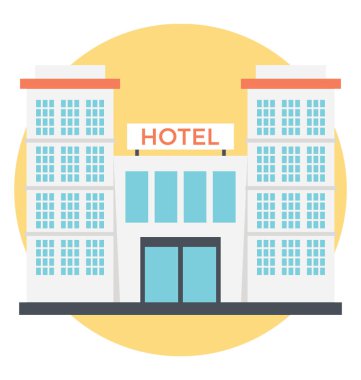 Modern tarzı otel binası düz vektör simgesi 