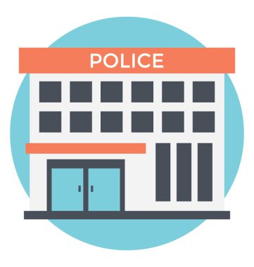 Bir polis Merkezi simgesi düz vektör tasarımı