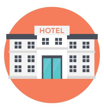 Otel binası bir düz vektör simgesi 