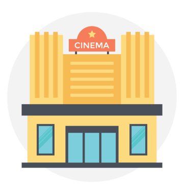 Bir modern sinema düz vektör tasarımı simgesinde Binası 