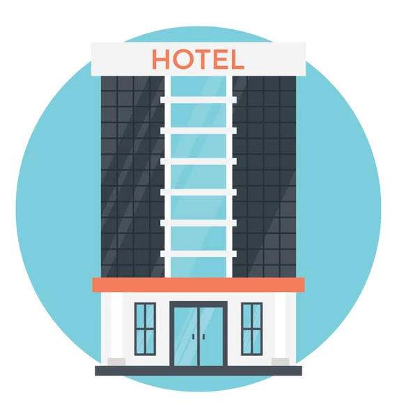 Icono Vectorial Plano Edificio Hotel Alto — Vector de stock