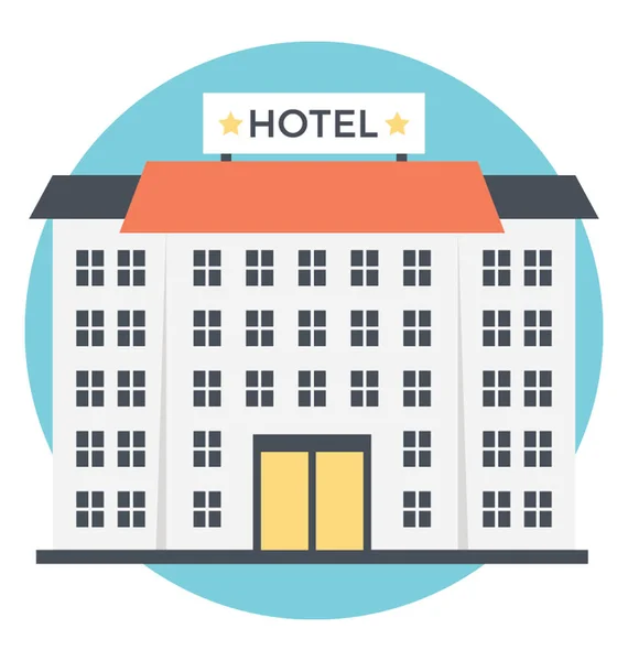 Een Super Gestructureerd Hotelgebouw Pictogram Platte Vector Design — Stockvector