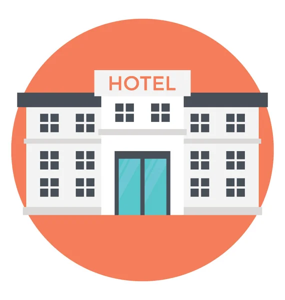 Icono Vectorial Plano Edificio Hotelero — Vector de stock