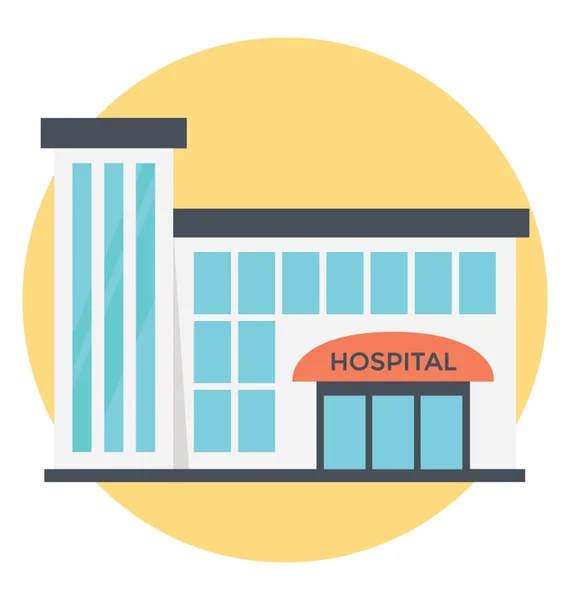 Ikone Eines Krankenhausgebäudes Mit Großen Spiegeln Flachen Vektordesign — Stockvektor
