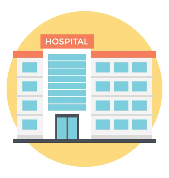 Eine Ikone Des Modernen Krankenhausbaus Flachen Vektordesign — Stockvektor
