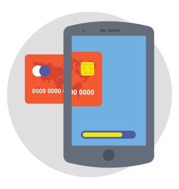 M-ticaret düz tasarım simgesi. Mobil bankacılık kavramı 