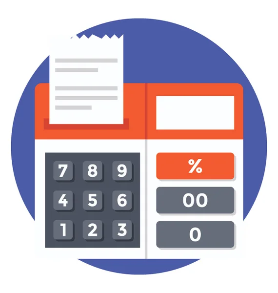 Flat Vector Icon Design Calculating Machine Receipt — Stock Vector