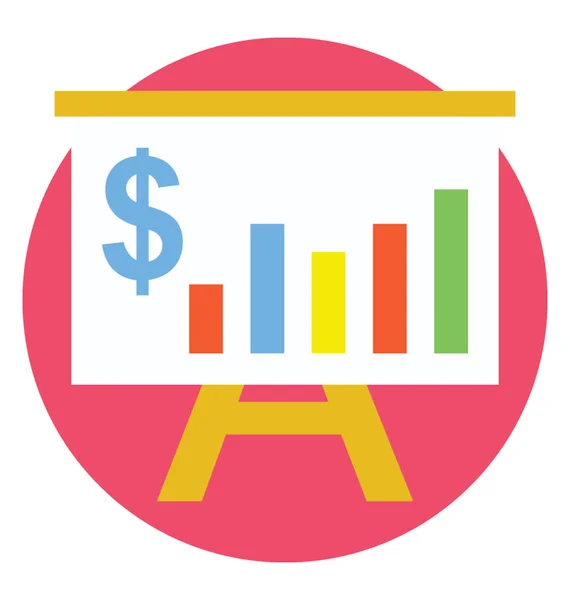 Gráfico Apresentação Financeira Quadro Branco Ícone Vetor Plano — Vetor de Stock