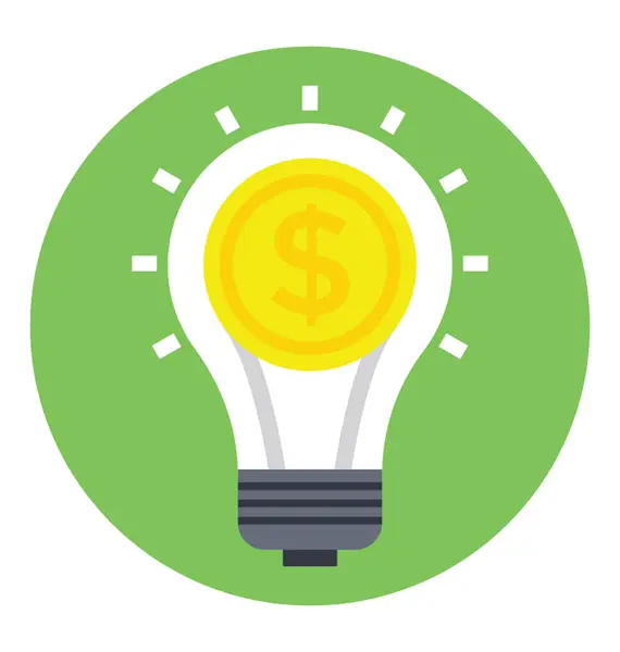 Elektryczna Bulwa Dolar Coin Połączenia Pojęcie Strategii Pomysły Marketingowe — Wektor stockowy