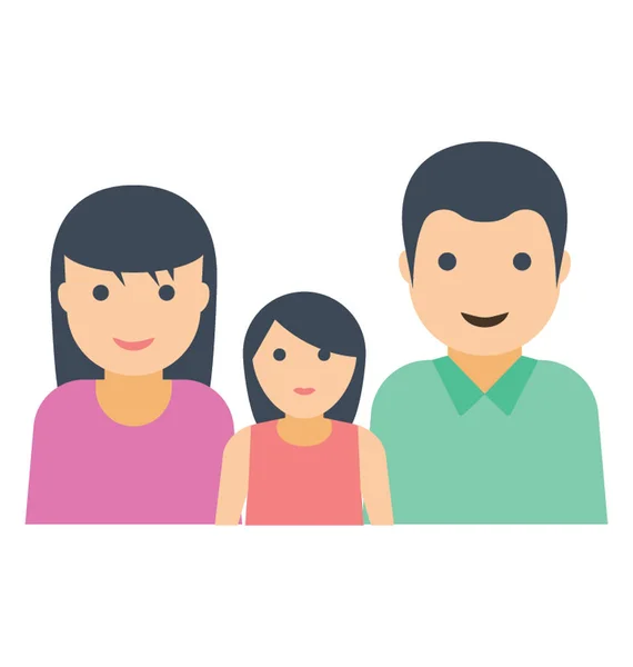 Parents Having Single Daughter Middle Concept Only Child — Stock Vector