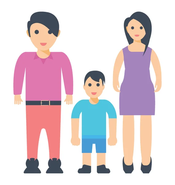 Young Mother Father Son Standing Middle — Stock Vector