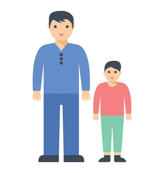 Father Son Standing Side Side — Stock Vector