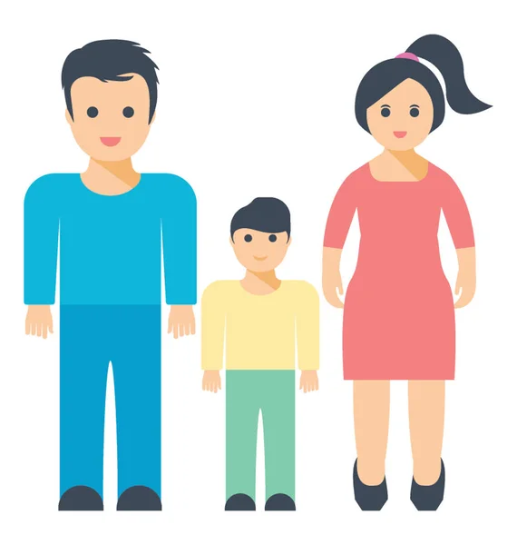 Young Couple Holding Hands Only Son Middle — Stock Vector