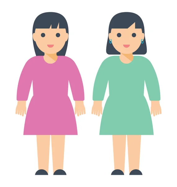 Сестри Фіолетовій Зеленій Сукні Стоять Один Одним — стоковий вектор