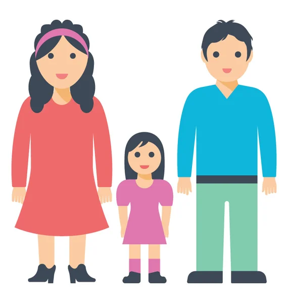 Young Couple Daughter Standing Middle — Stock Vector