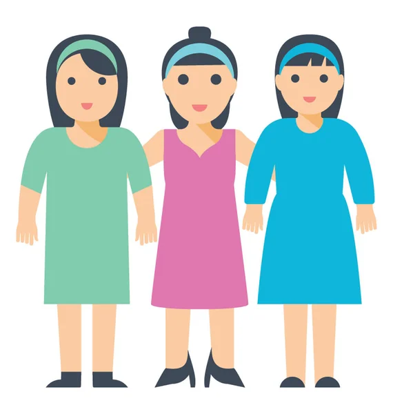 Triplets Standing Side Side Each Other — Stock Vector
