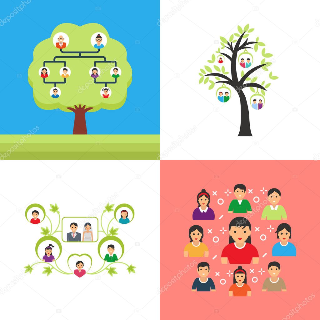 A Pack of Family Tree Vector Illustration