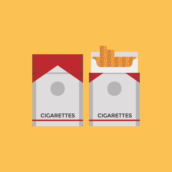 Ilustración Vectorial Del Paquete Cigarrillos Uno Abierto Cerrado — Vector de stock