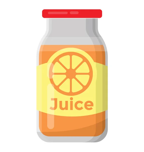 Icono Plano Jugo Naranja Exprimido Recipiente Frasco Vidrio — Vector de stock