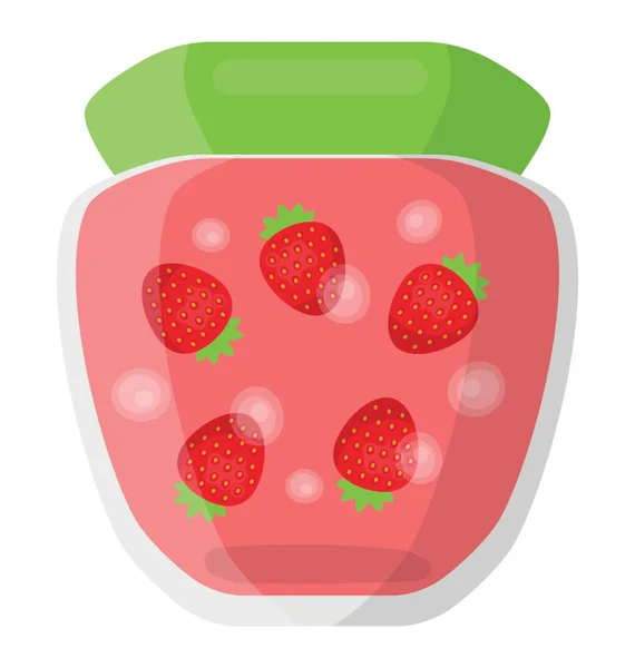 Erdbeermarmeladenglas Farbe Flach Symbol — Stockvektor