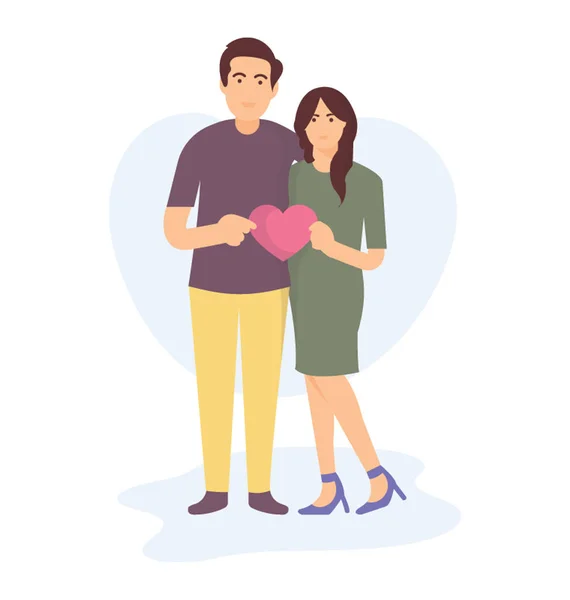 Amantes Abrazándose Mostrando Signo Del Amor Concepto Amor — Vector de stock