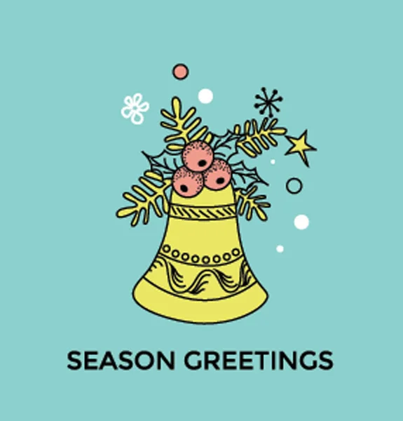Mistletoe Sur Chapeau Noël Célébration Carte Postale Vecteur Illustration — Image vectorielle