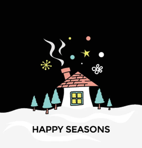 Carte Voeux Bonne Saison Concept Hiver Noël — Image vectorielle