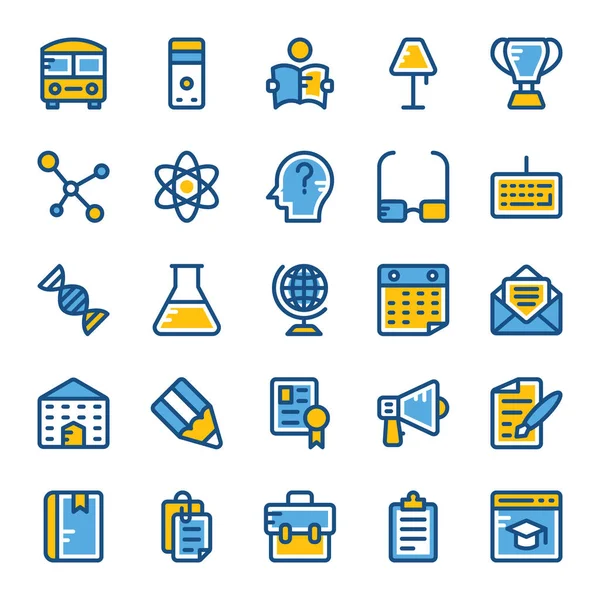 Iconos Vectoriales Escolares Educativos — Vector de stock