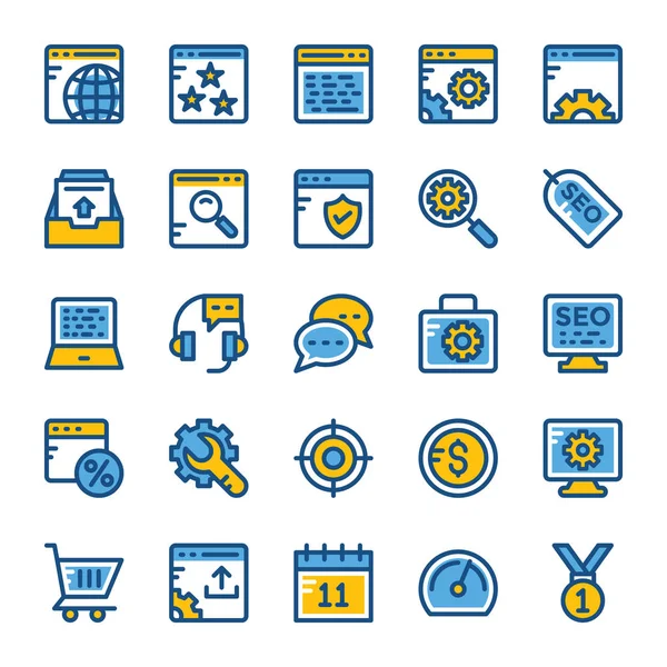 Seo Marketing Colored Icons — Stock Vector