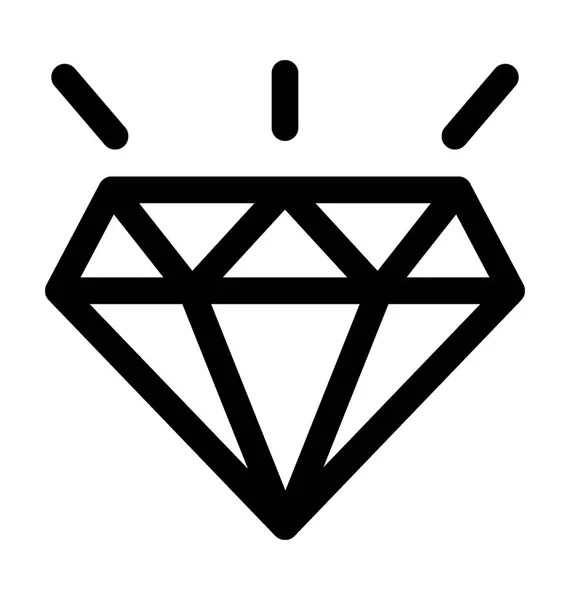 Diamond Line Vector Icon — Stock Vector