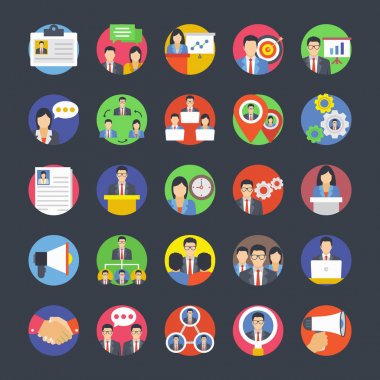 Takım Yönetimi düz vektör simgeler 