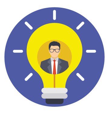 Yaratıcı kişi, düz simge akıllı kişi