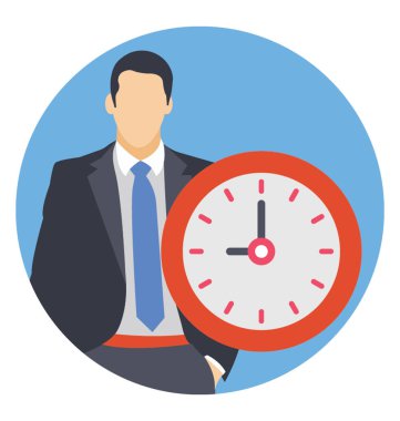 Kişisel zaman yönetimi, duvar saat kişi düz simgesi