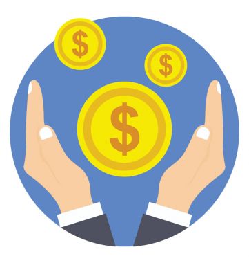 Eller, varlıklarla, sikke simge tasarruf düz