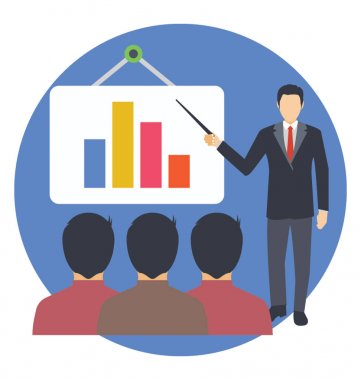 Grafiği sunu, iş eğitim düz simgesi