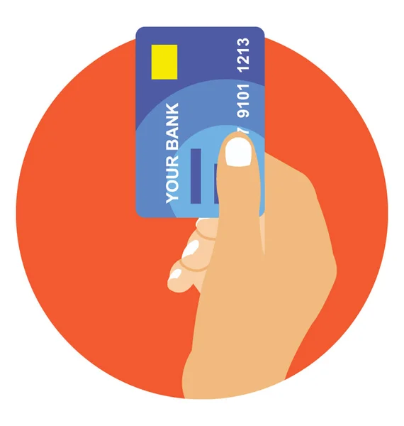 Bankomatkarte Kreditkartenzahlung Flaches Symbol — Stockvektor