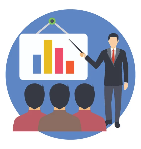 Presentazione Del Grafico Icona Piatta Della Formazione Aziendale — Vettoriale Stock